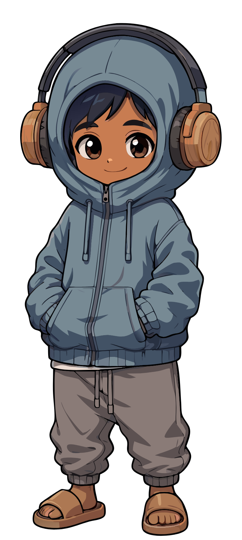 Kai, a hooded lo-fi character with headphones.