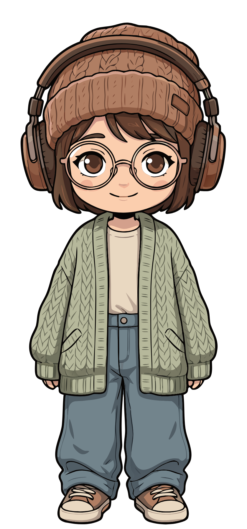 Penny, a cozy studious lo-fi character.