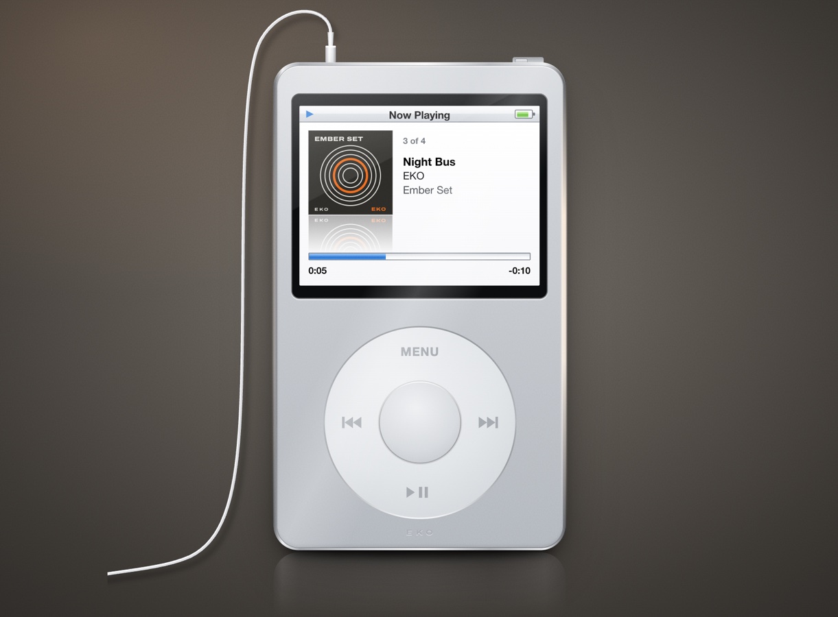 EKO Classic, a click-wheel player, on Now Playing