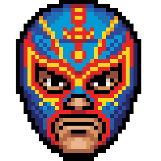 The Luchador mascot, pixel art