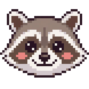 The Raccoon mascot, pixel art